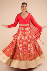 Red Banarasi Lehenga579 video